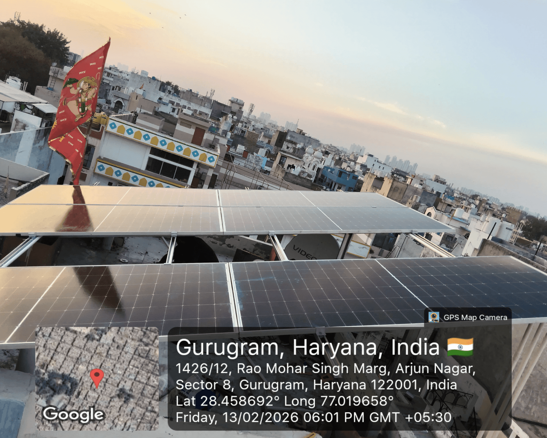Solar inverter and DHBVN net metering panel setup at a home in Palam Vihar, Gurgaon