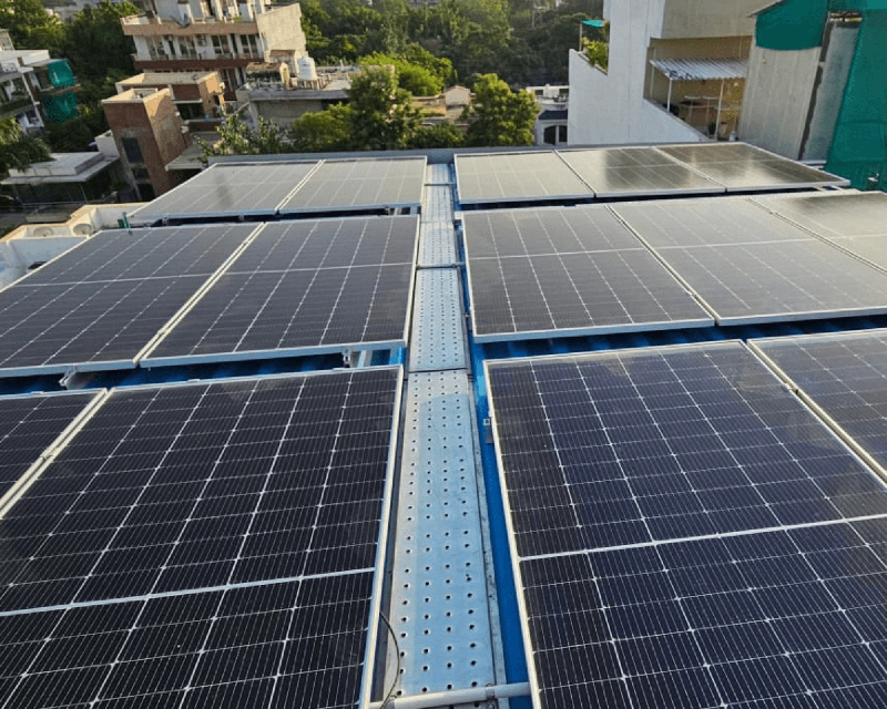 Close-up of premium monocrystalline bifacial solar cells with anti-reflective glass