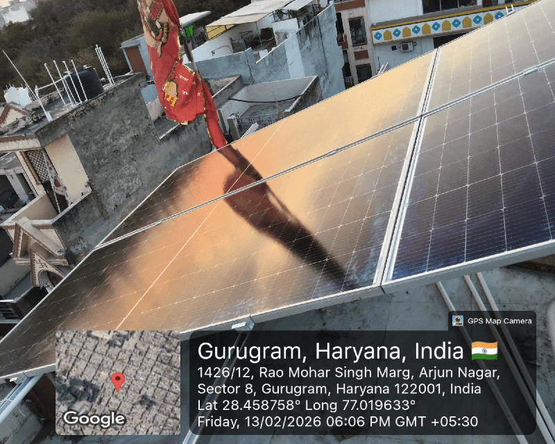 Industrial MW-scale rooftop solar panel installation on factory building