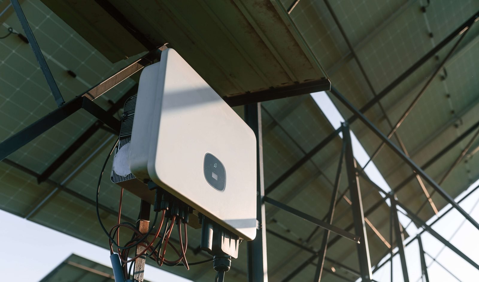 Close-up view of solar battery control panel