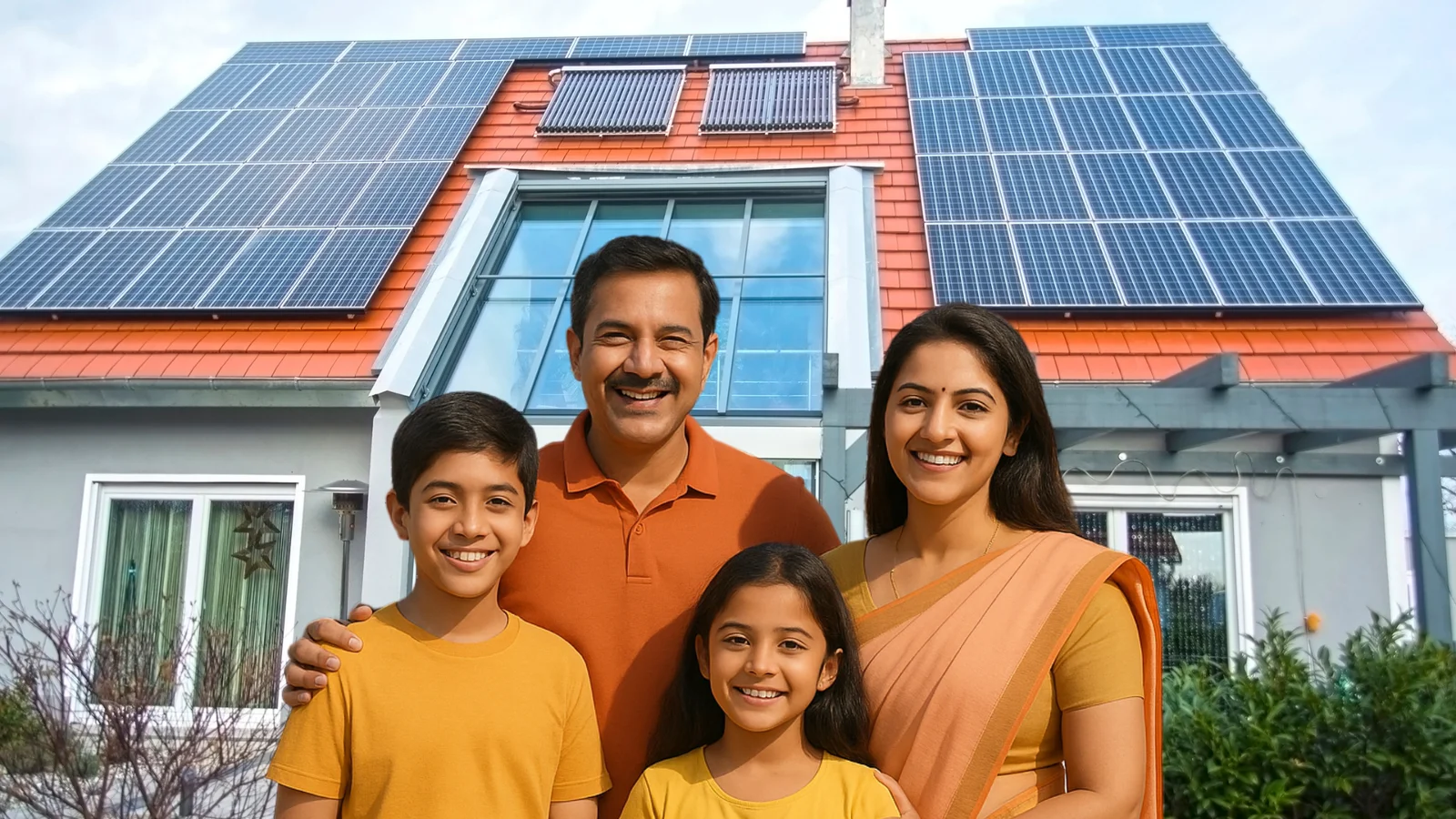 Voltmen Energy - Happy family with rooftop solar installation in Gurgaon